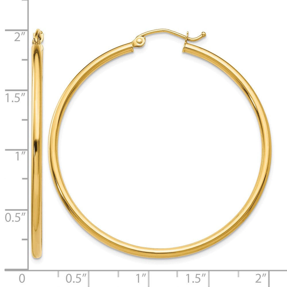 14k Polished 2x45mm Tube Hoop Earrings