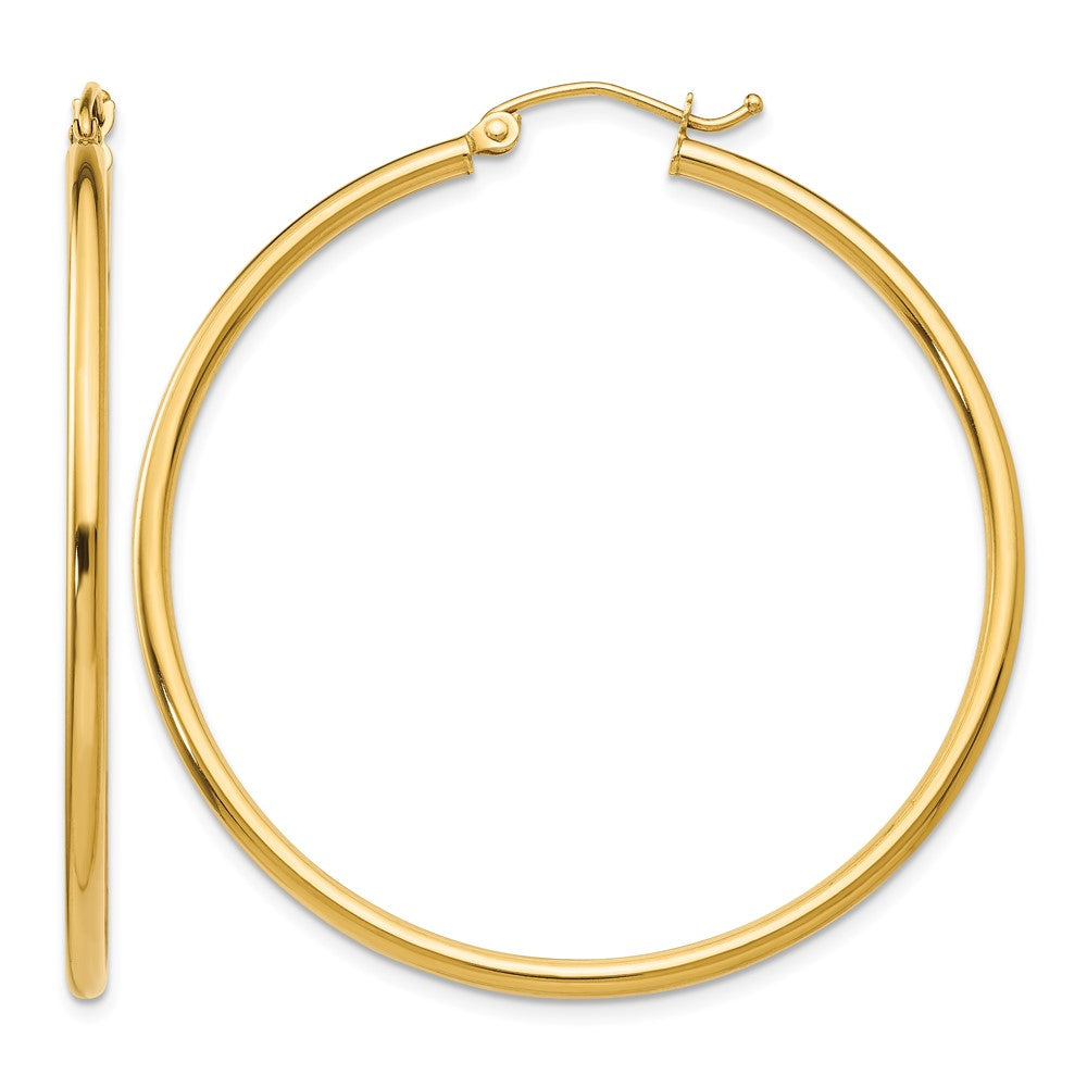 14k Polished 2x45mm Lightweight Tube Hoop Earrings