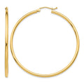 14k Polished 2x50mm Lightweight Tube Hoop Earrings