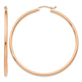 14K Rose Gold Polished 2mm Lightweight Tube Hoop Earrings