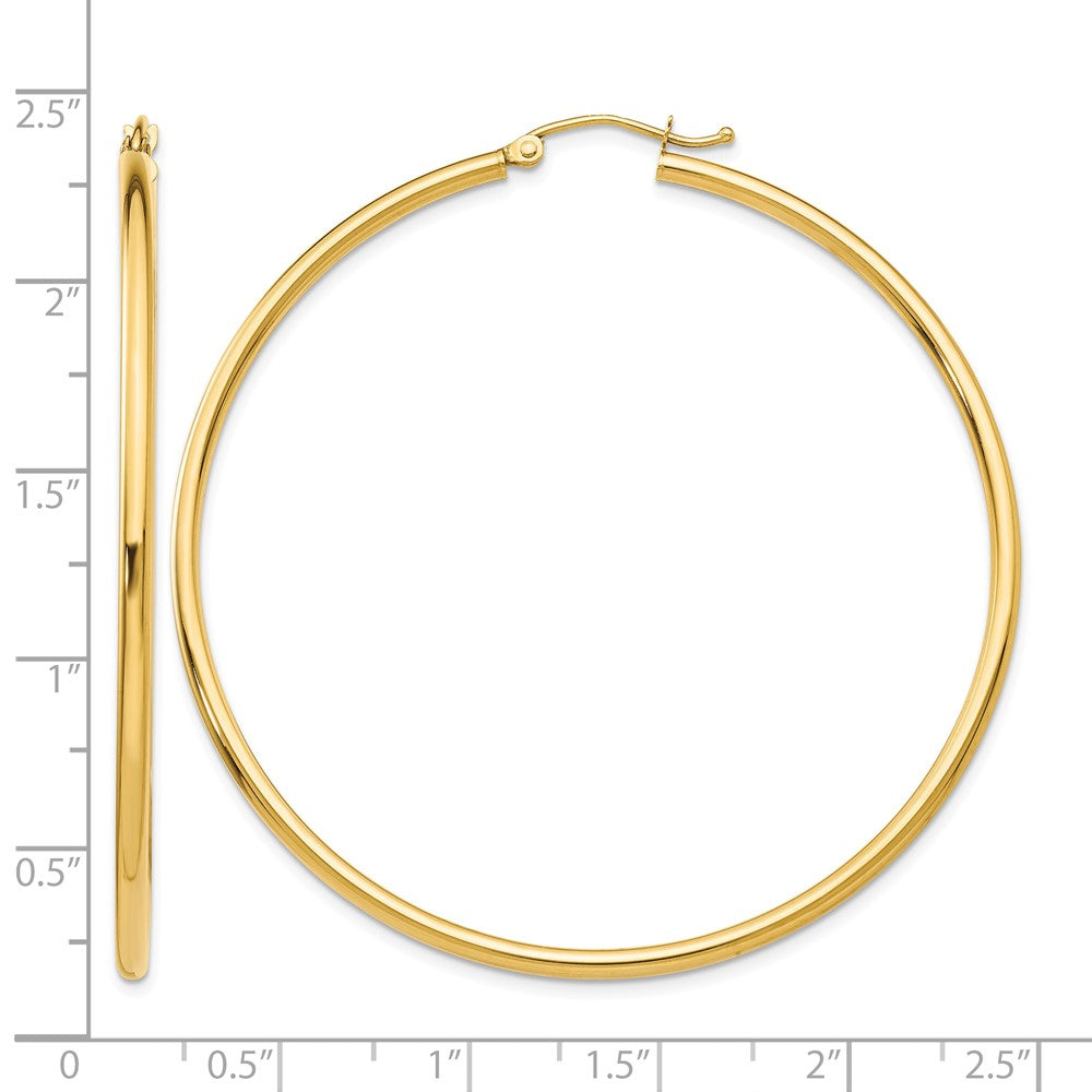 14k Polished 2x55mm Tube Hoop Earrings