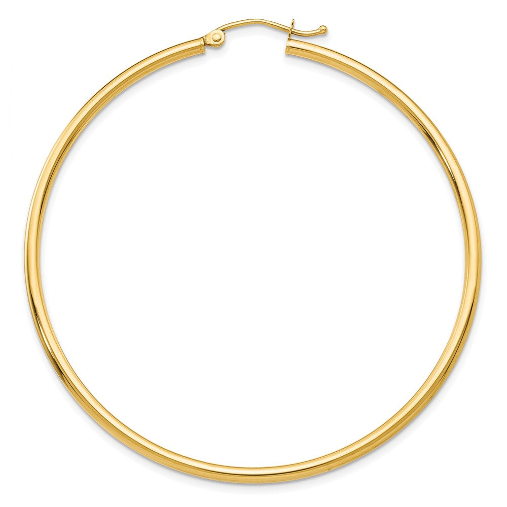 Single 14k Polished 2x55mm Lightweight Tube Hoop Earring