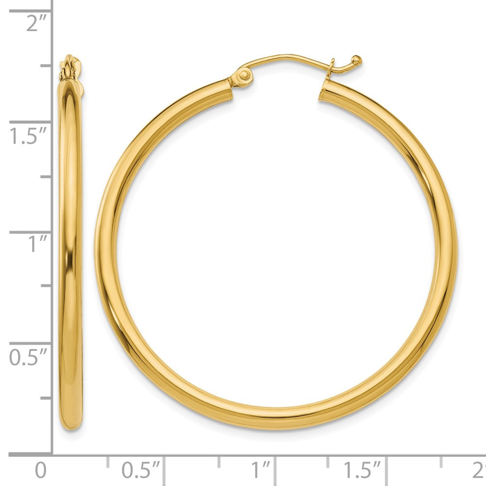 14K Polished 2.5mm Lightweight Tube Hoop Earrings