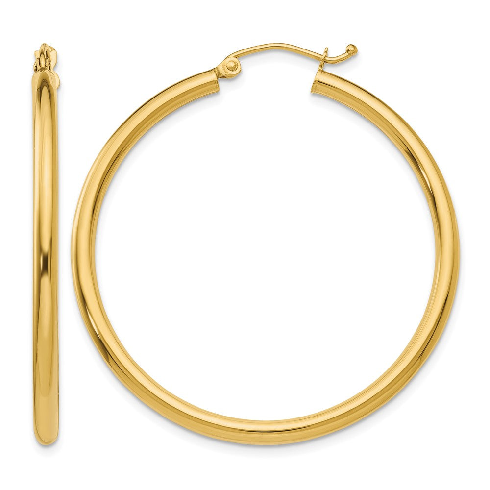 14K Polished 2.5mm Lightweight Tube Hoop Earrings