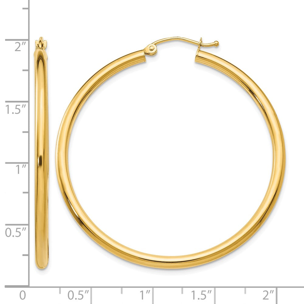 14K Polished 2.5mm Lightweight Tube Hoop Earrings