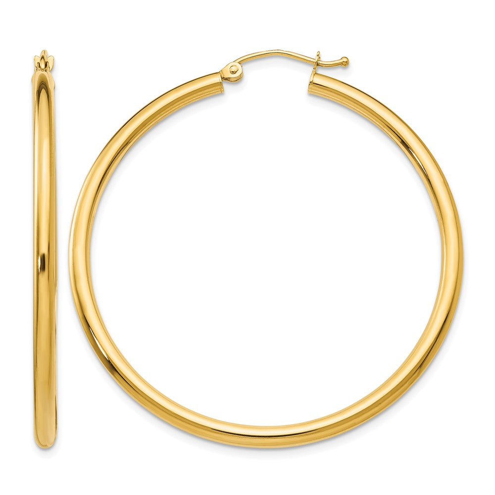 14K Polished 2.5mm Lightweight Tube Hoop Earrings
