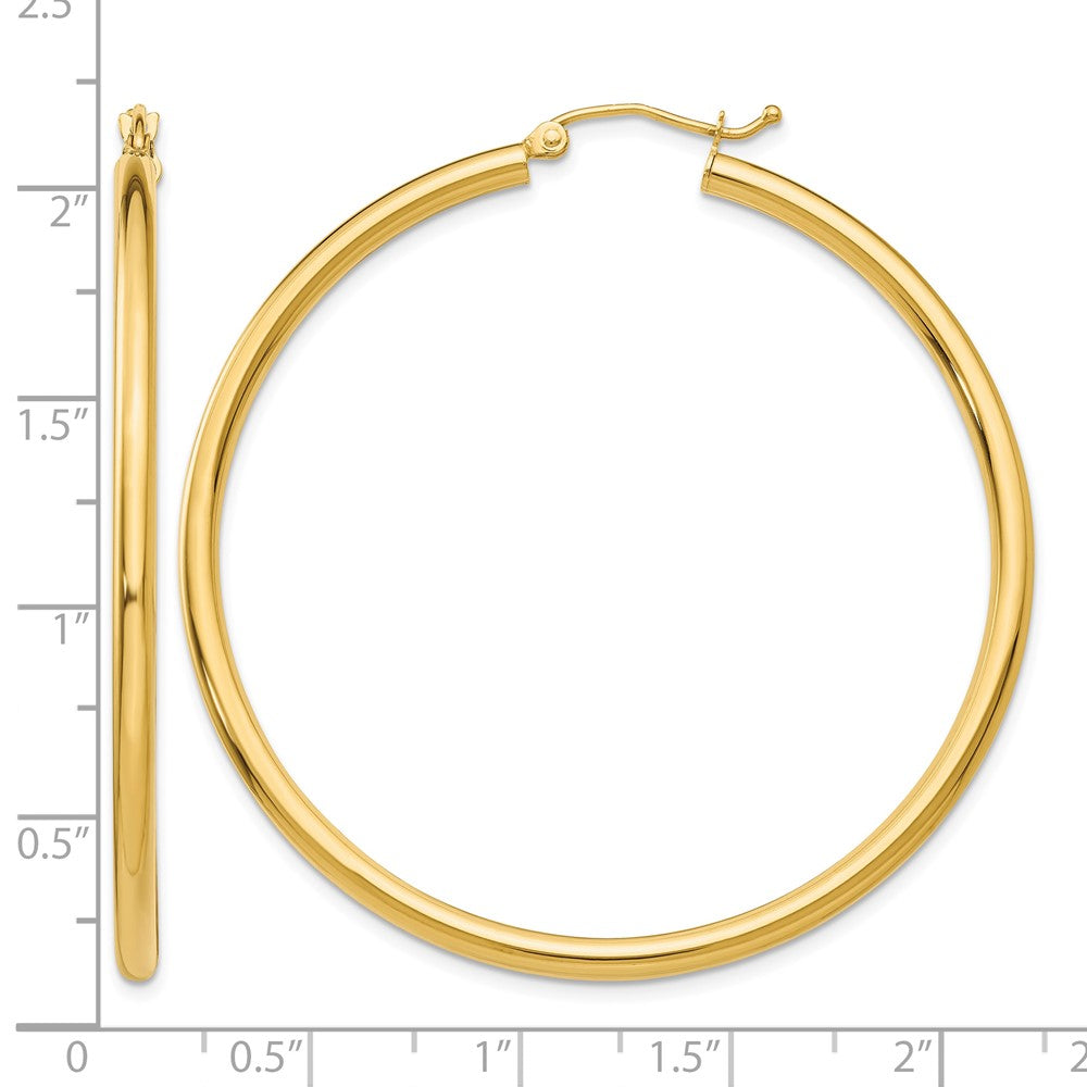14K Polished 2.5mm Tube Hoop Earrings