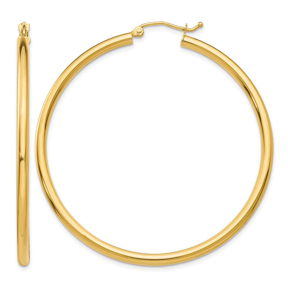 14K Polished 2.5mm Tube Hoop Earrings