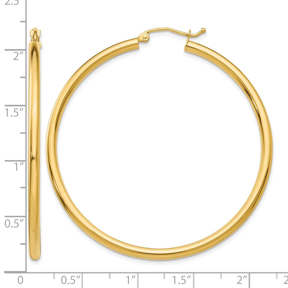 14K Polished 2.5mm Lightweight Tube Hoop Earrings
