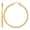 14K Polished 2.5mm Lightweight Tube Hoop Earrings