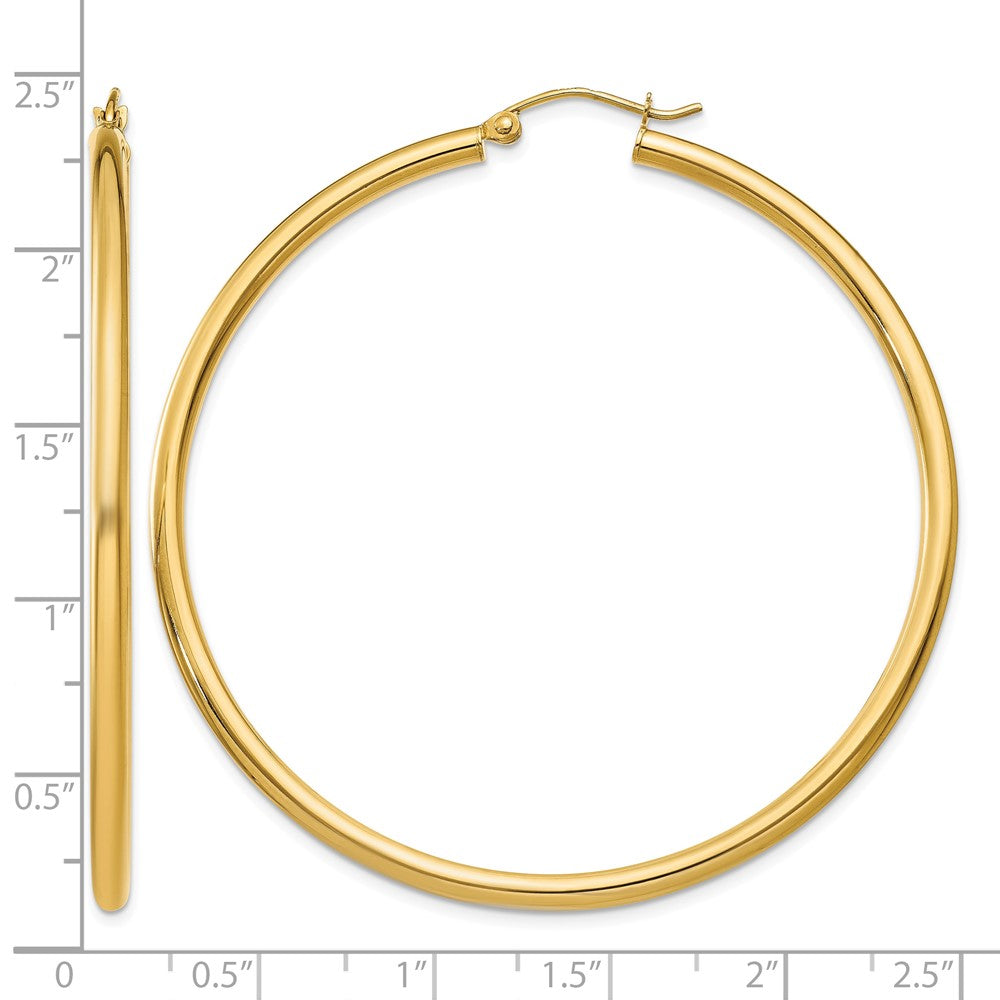 14K Polished 2.5mm Tube Hoop Earrings