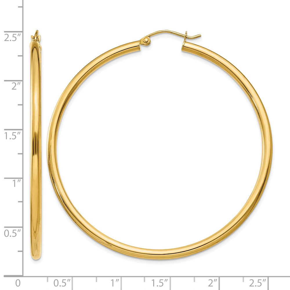 14K Polished 2.5mm Lightweight Tube Hoop Earrings