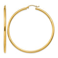 14K Polished 2.5mm Lightweight Tube Hoop Earrings