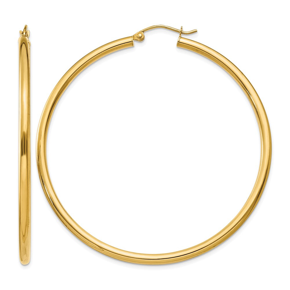 14K Polished 2.5mm Lightweight Tube Hoop Earrings