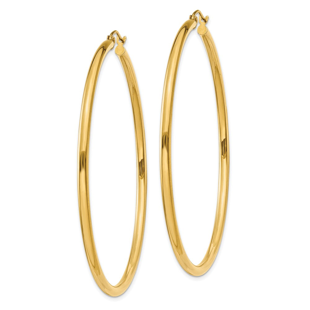 14K Polished 2.5mm Tube Hoop Earrings