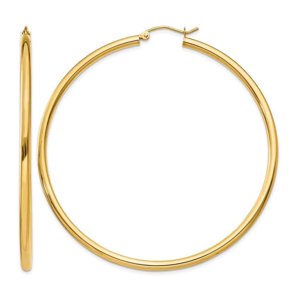 14K Polished 2.5mm Tube Hoop Earrings