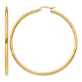 14K Polished 2.5mm Lightweight Tube Hoop Earrings