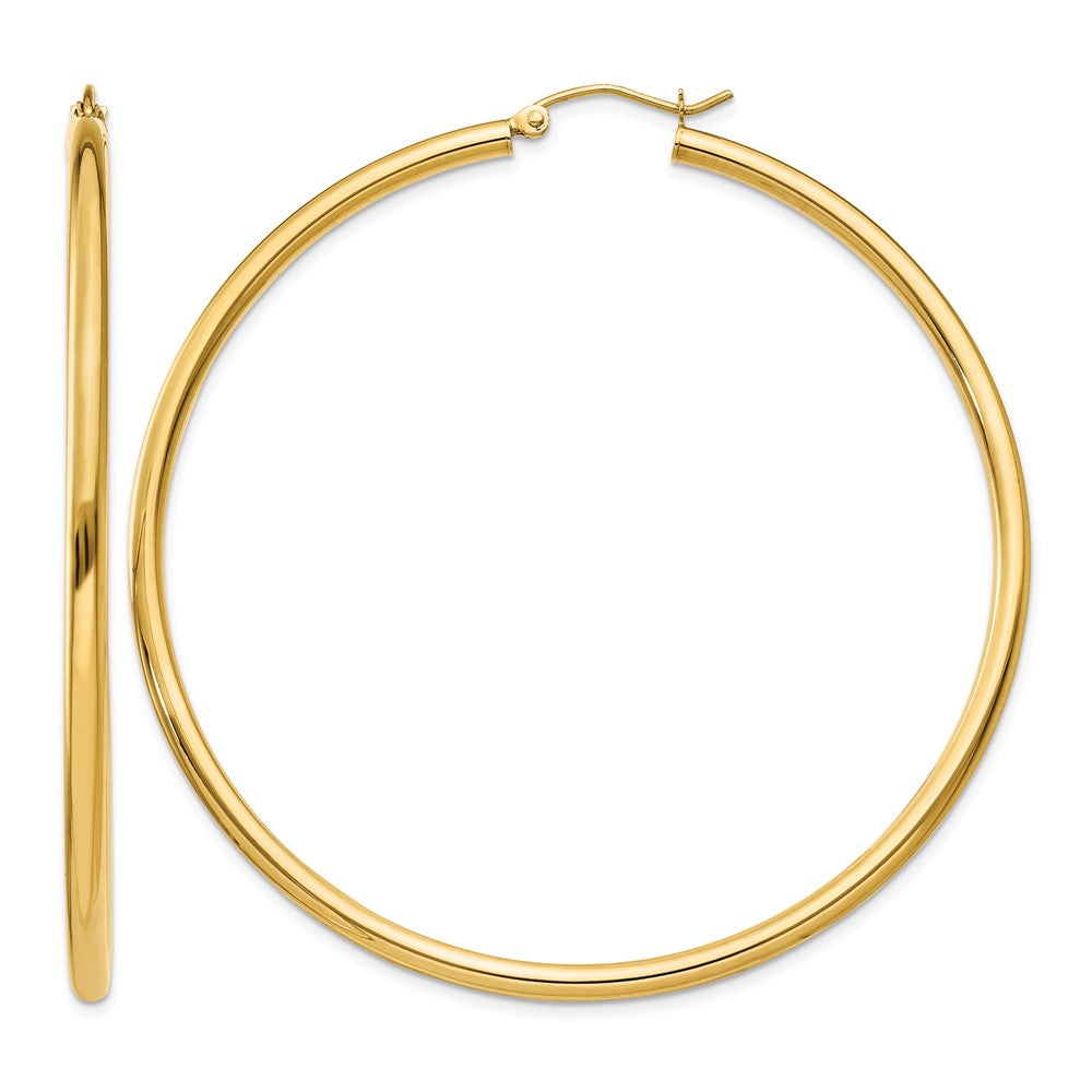 14K Polished 2.5mm Lightweight Tube Hoop Earrings