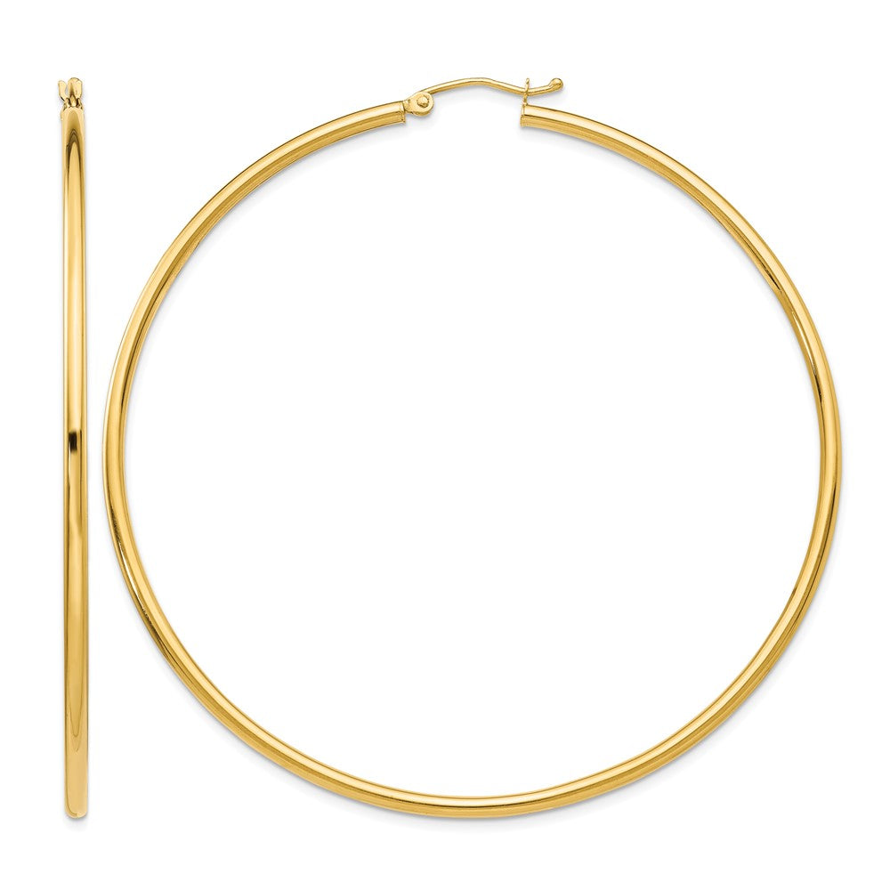 14K Polished 2.5mm Lightweight Tube Hoop Earrings