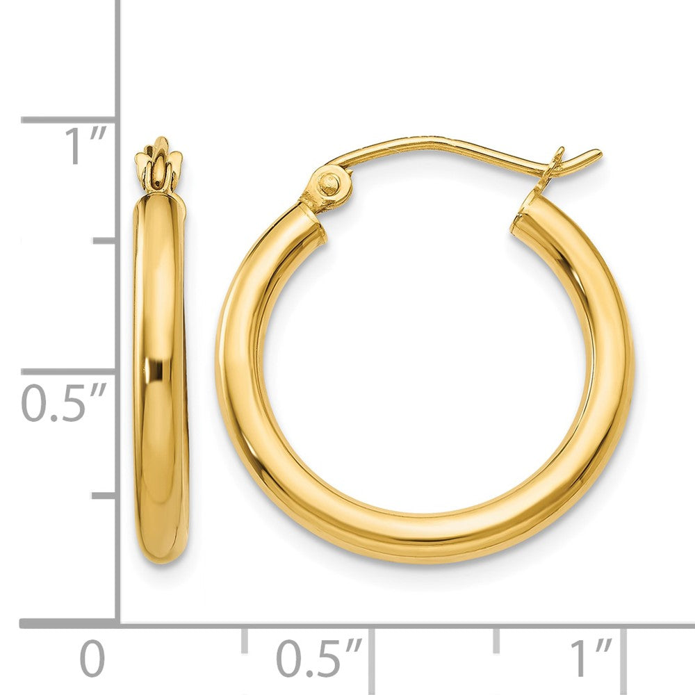14K Polished 2.5mm Tube Hoop Earrings