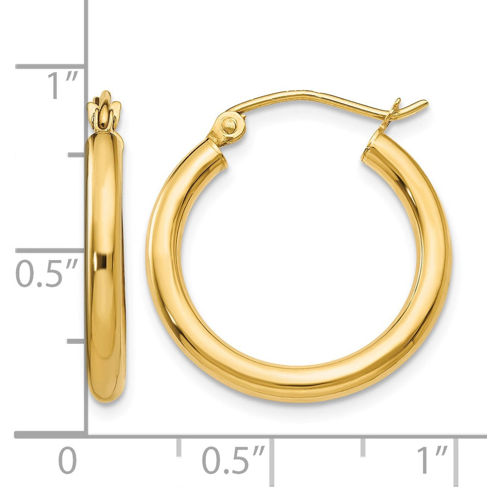 14K Polished 2.5mm Lightweight Tube Hoop Earrings