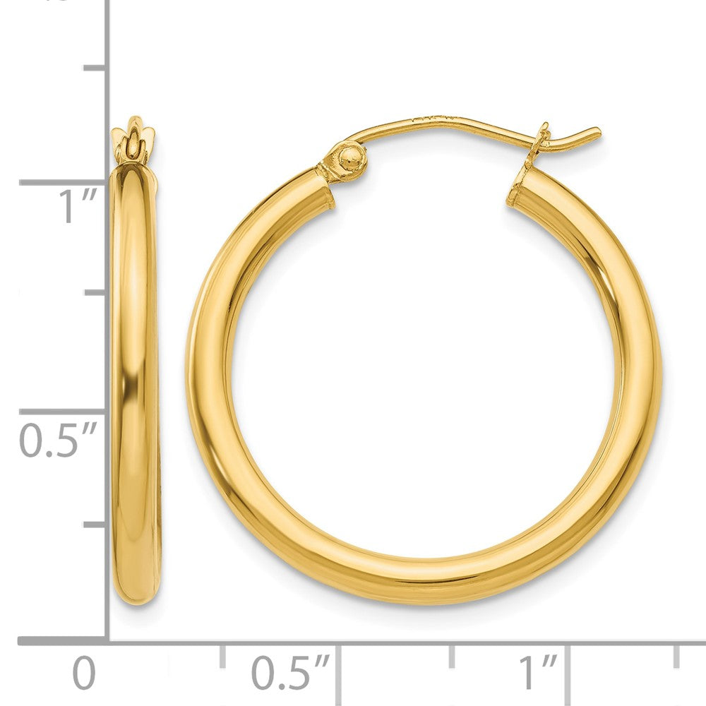 14K Polished 2.5mm Tube Hoop Earrings