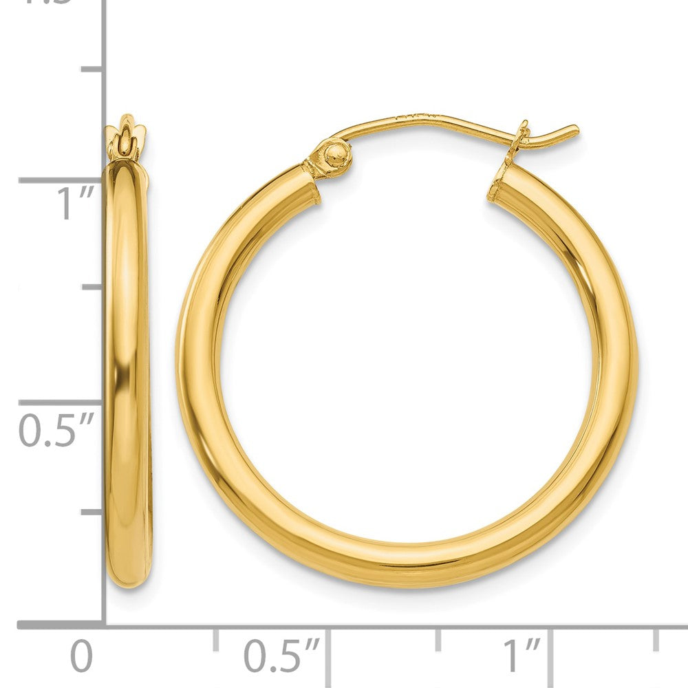 14k Polished 2.5mm Lightweight Tube Hoop Earrings