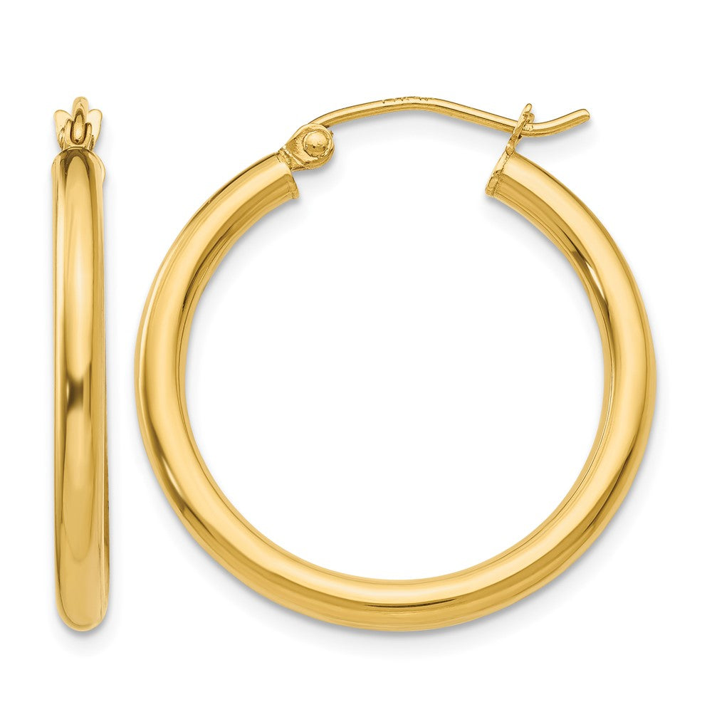14k Polished 2.5mm Lightweight Tube Hoop Earrings