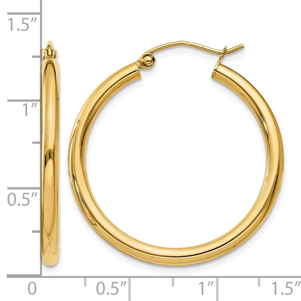 14K Polished 2.5mm Tube Hoop Earrings