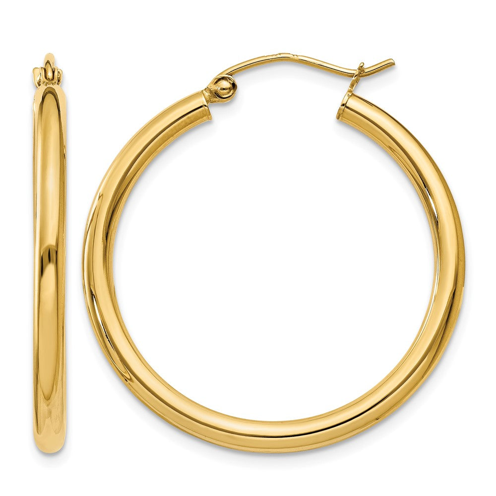 14K Polished 2.5mm Tube Hoop Earrings