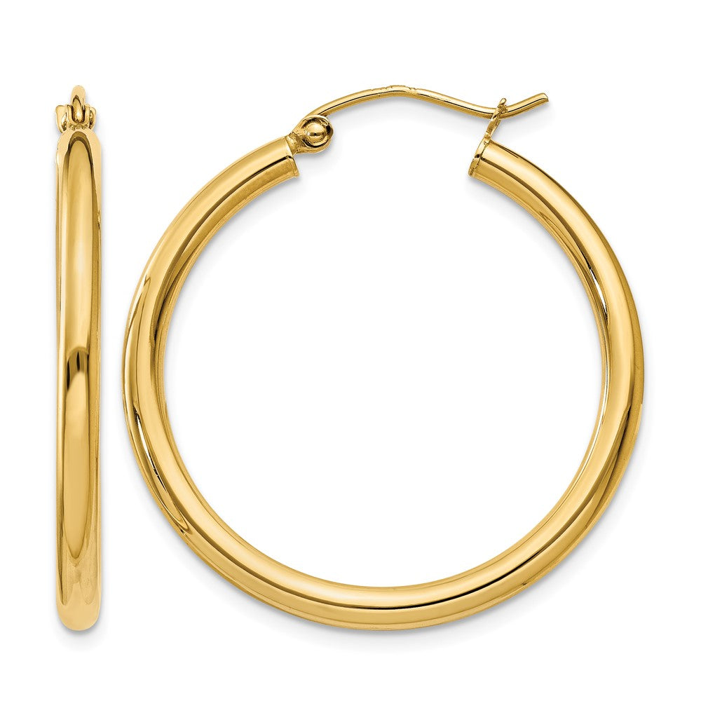 14k Polished 2.5mm Lightweight Tube Hoop Earrings