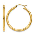 14k Polished 2.5mm Lightweight Tube Hoop Earrings