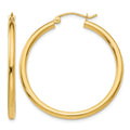 14K Polished 2.5mm Tube Hoop Earrings
