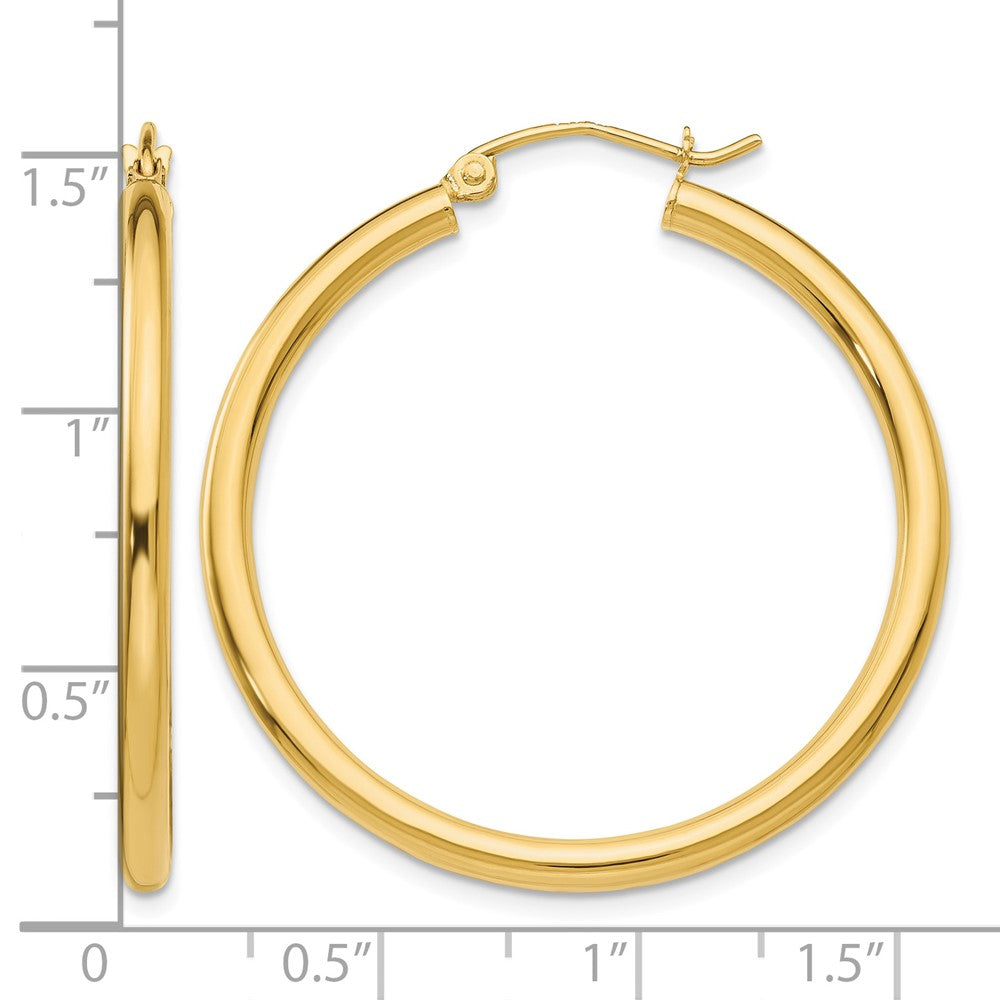 14k Polished 2.5mm Lightweight Tube Hoop Earrings