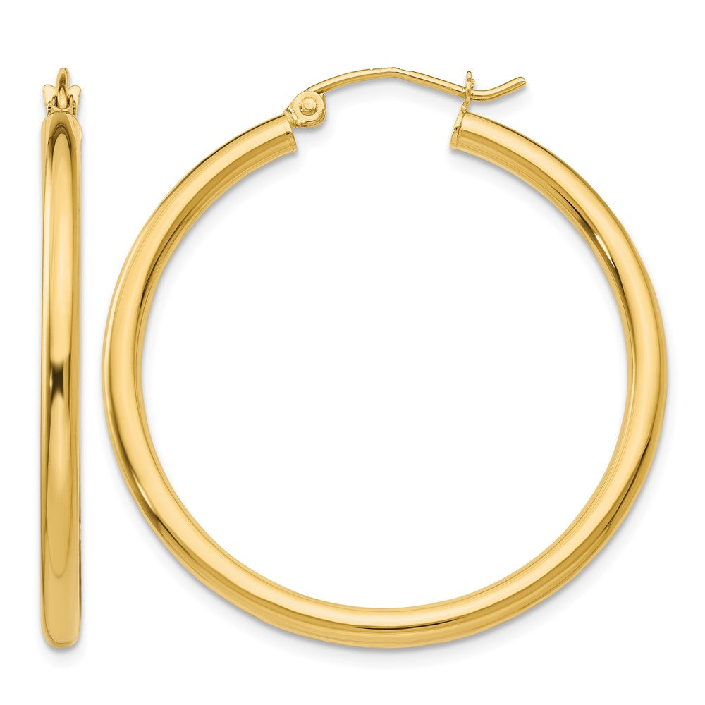 14k Polished 2.5mm Lightweight Tube Hoop Earrings