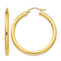14K Polished 3mm Lightweight Tube Hoop Earrings