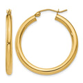 14K Polished 3mm Tube Hoop Earrings