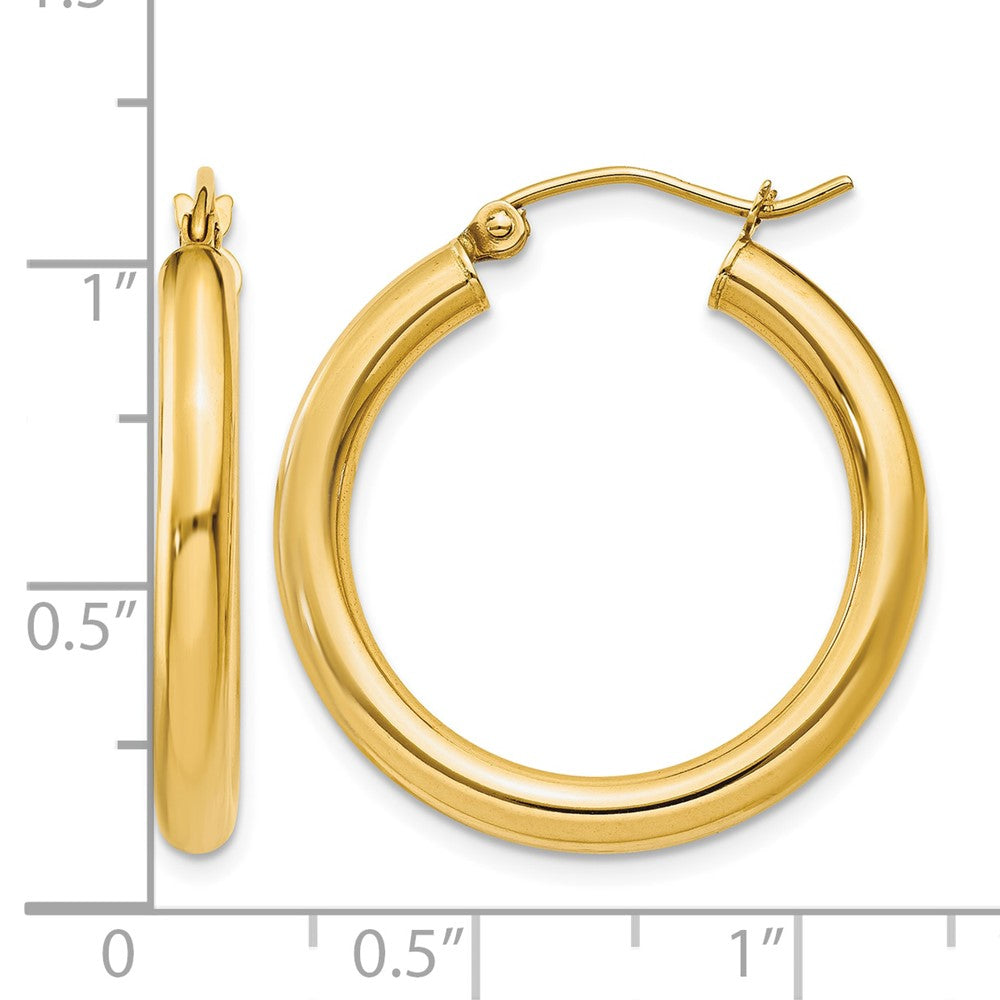 14k Polished 3mm Tube Hoop Earrings