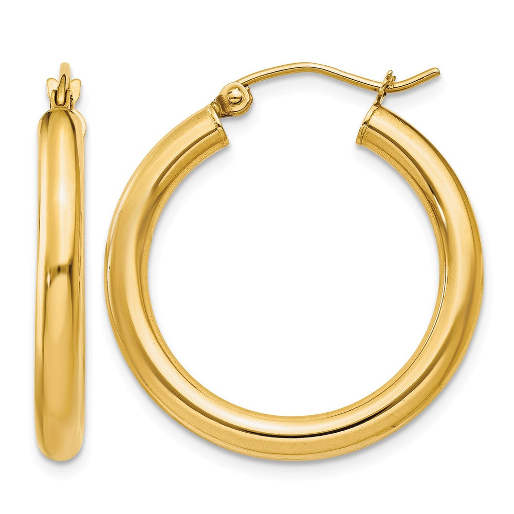 14k Polished 3mm Lightweight Tube Hoop Earrings