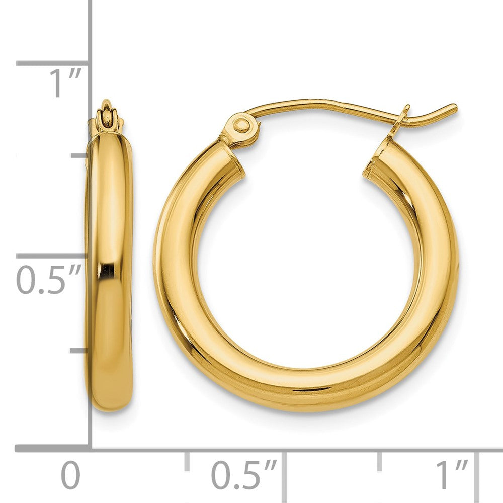 14k Polished 3mm Lightweight Tube Hoop Earrings