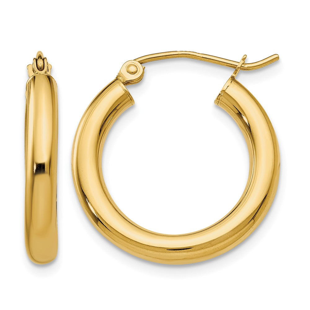 14k Polished 3mm Lightweight Tube Hoop Earrings
