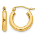 14k Polished 3mm Lightweight Tube Hoop Earrings