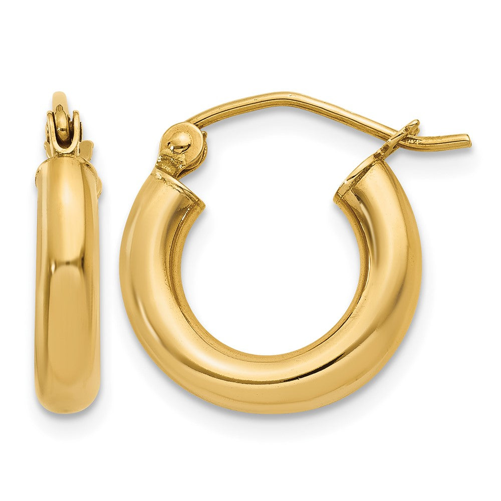 14k Polished 3mm Lightweight Tube Hoop Earrings
