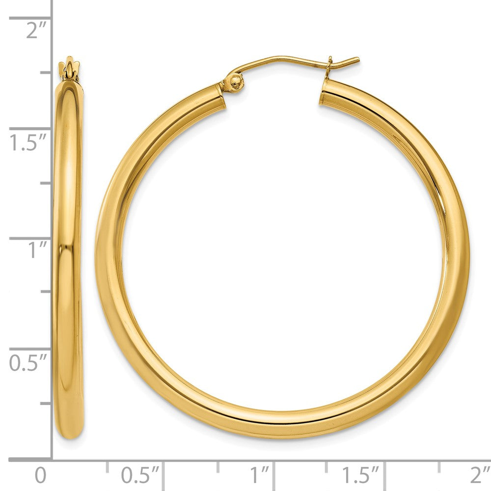 14K Polished 3mm Tube Hoop Earrings