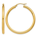 14K Polished 3mm Tube Hoop Earrings