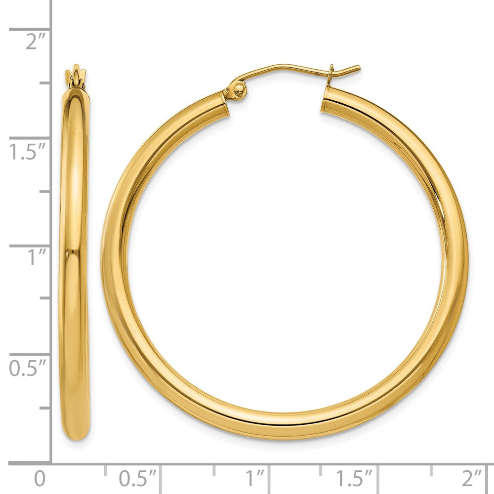 14K Polished 3mm Lightweight Tube Hoop Earrings