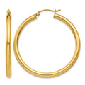 14K Polished 3mm Lightweight Tube Hoop Earrings