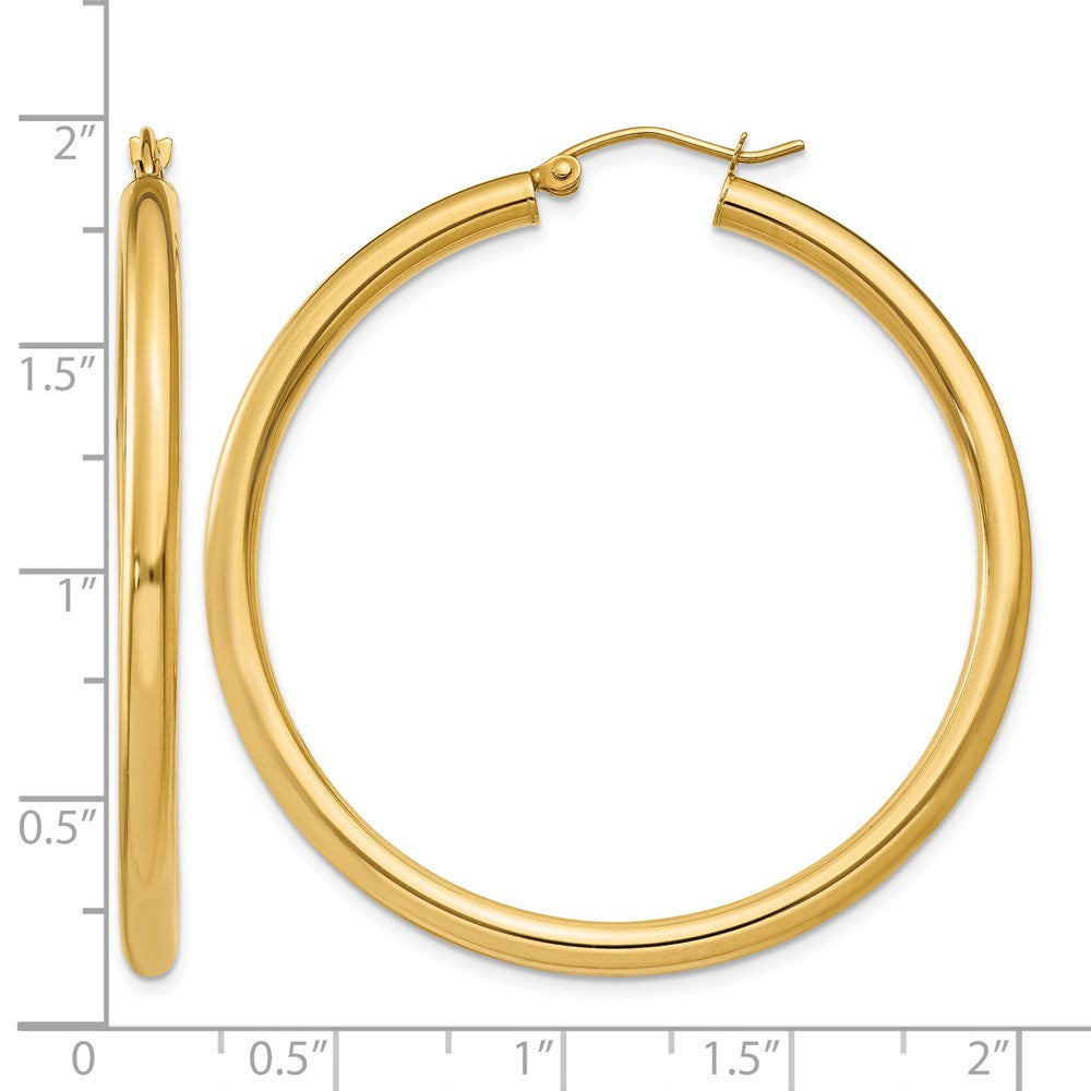 14K Polished 3mm Tube Hoop Earrings