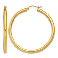 14K Polished 3mm Tube Hoop Earrings