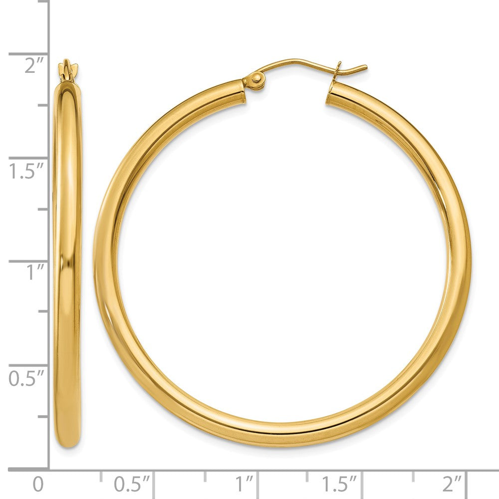 14K Polished 3mm Lightweight Tube Hoop Earrings
